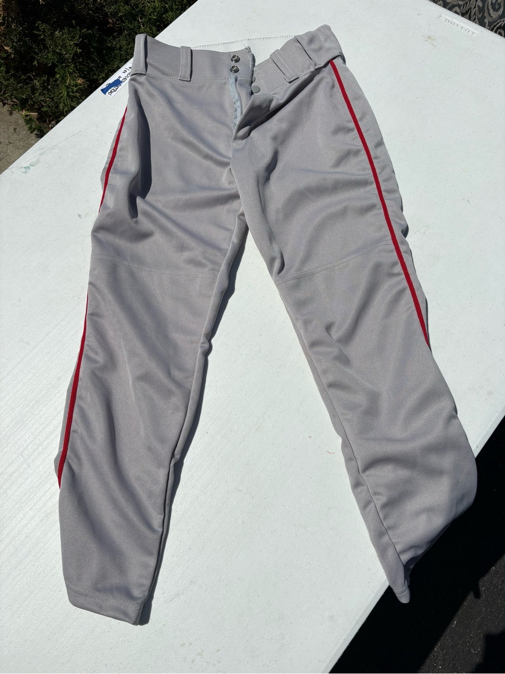 Men's Gray Athletic Pants with Red Side Stripe